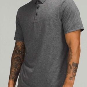 Lululemon Evolution Polo Heathered Gray Black HBLK M Like New